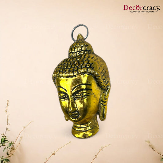 Buddha Face Wall Hanging Metal golden