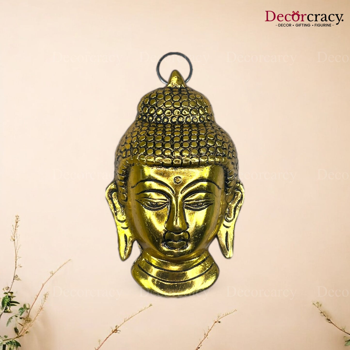 Buddha Face Wall Hanging Metal golden