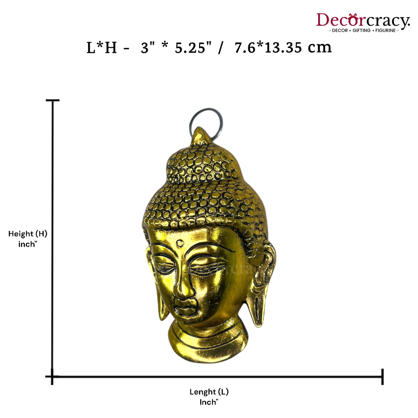 Buddha Face Wall Hanging Metal golden