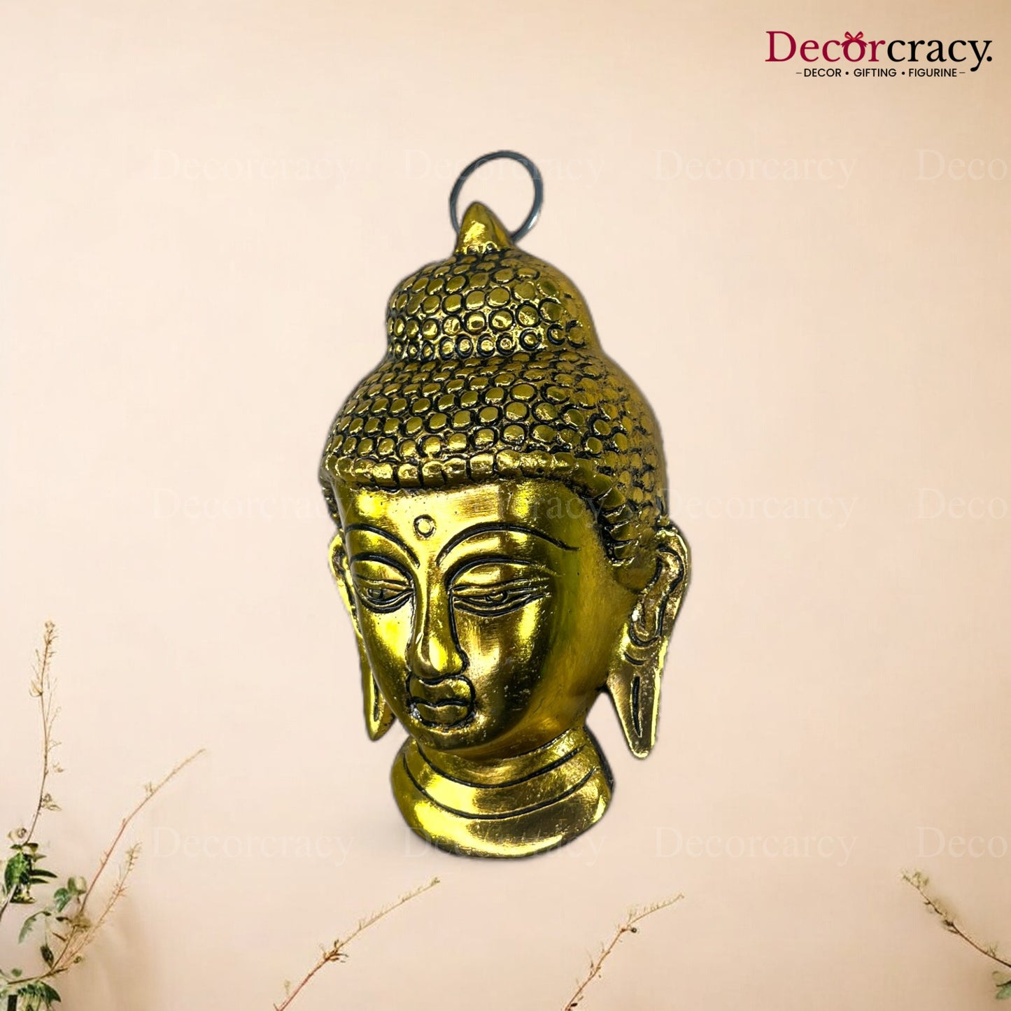 Buddha Face Wall Hanging Metal golden