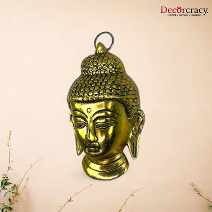Buddha Face Wall Hanging Metal golden