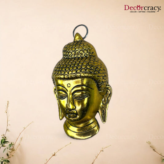 Buddha Face Wall Hanging Metal golden