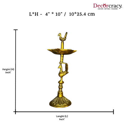 Peacock Design Oil Diya Mor Deepak Metal golden
