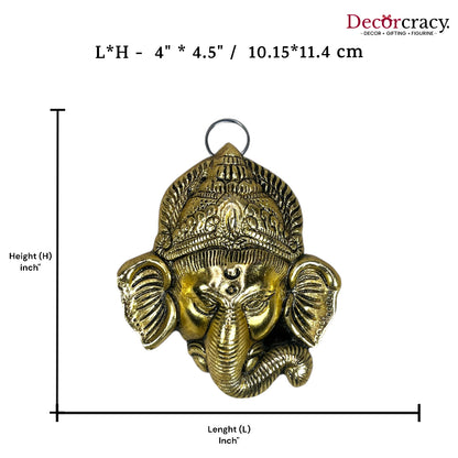 Shree Ganesh Face Wall Hanging Metal golden