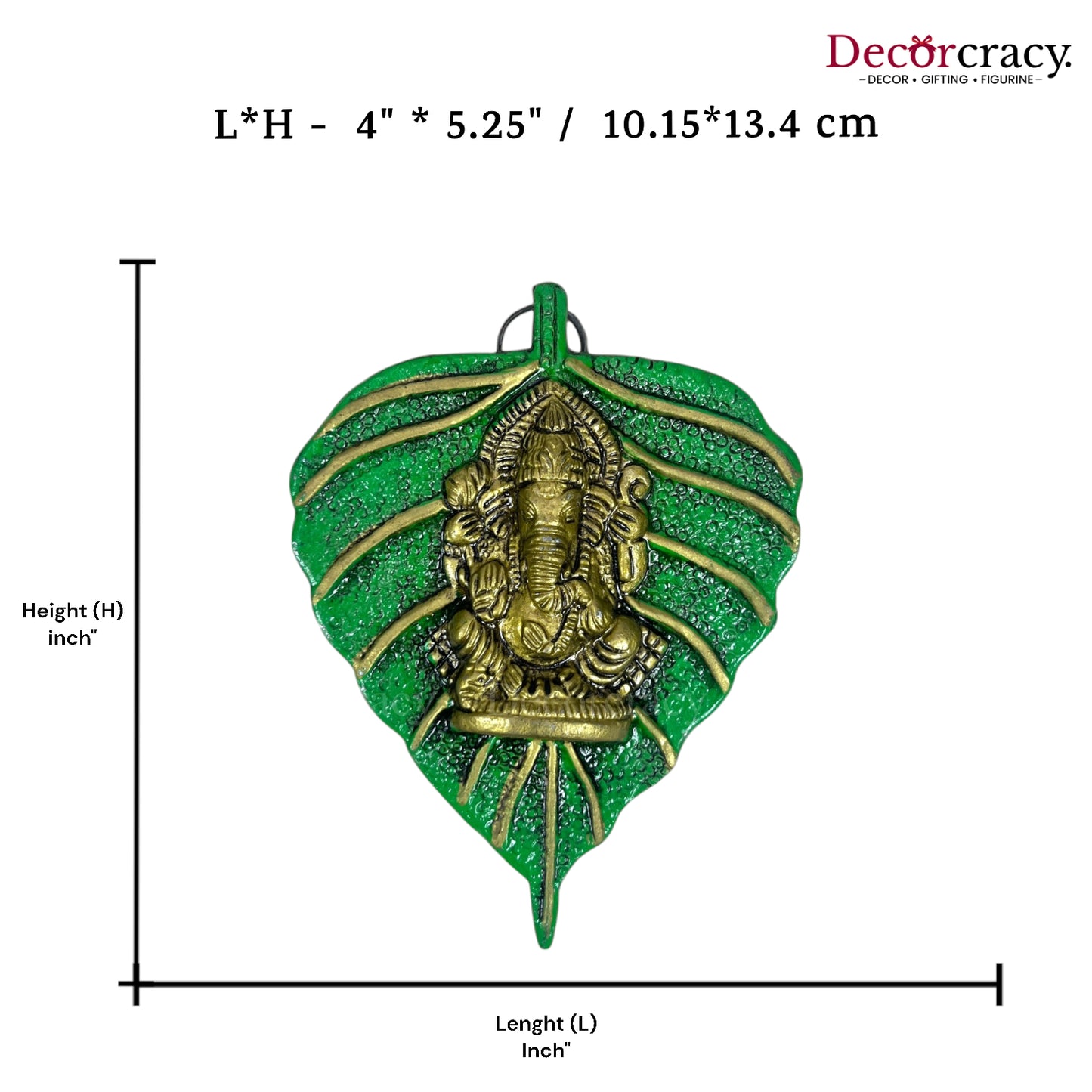 Shree Ganesh Leaf Green Metal Multicolor