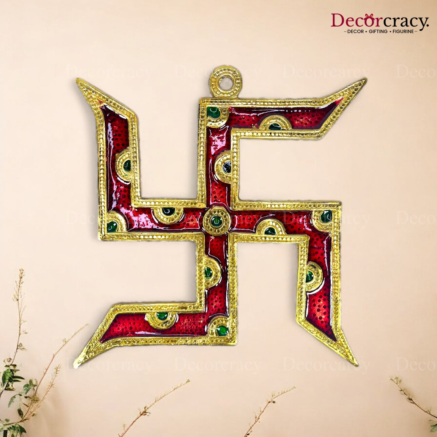 Swastik Red Metal Multicolor