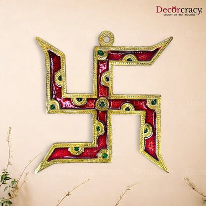 Swastik Red Metal Multicolor