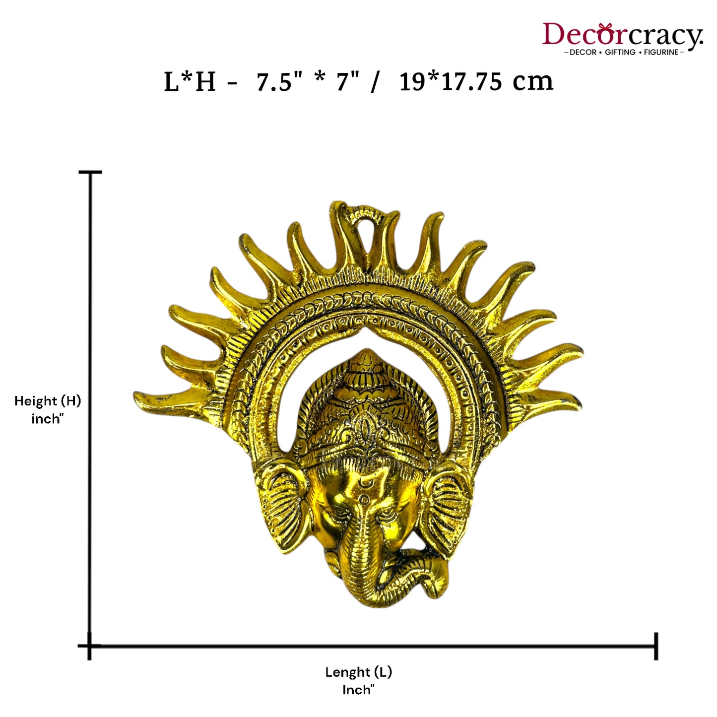 Shree Ganesh Face Metal golden