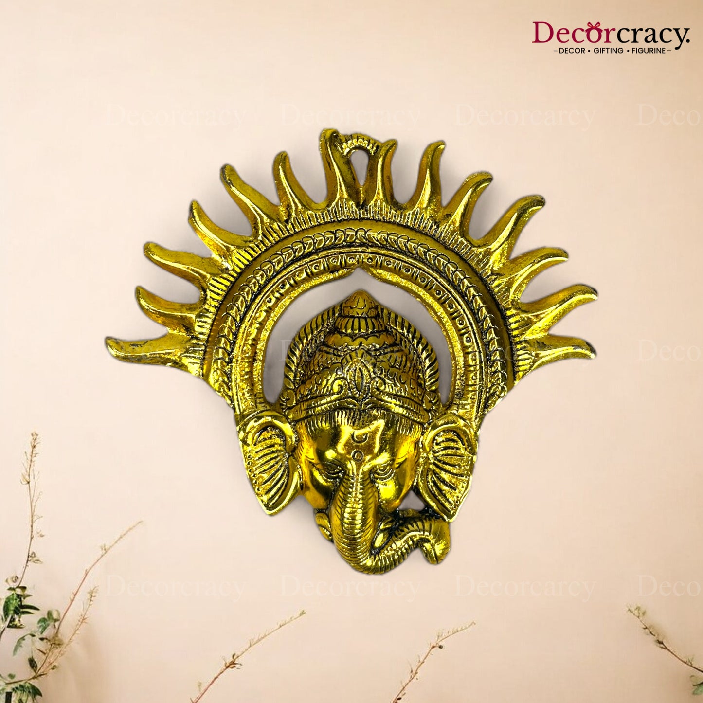 Shree Ganesh Face Metal golden