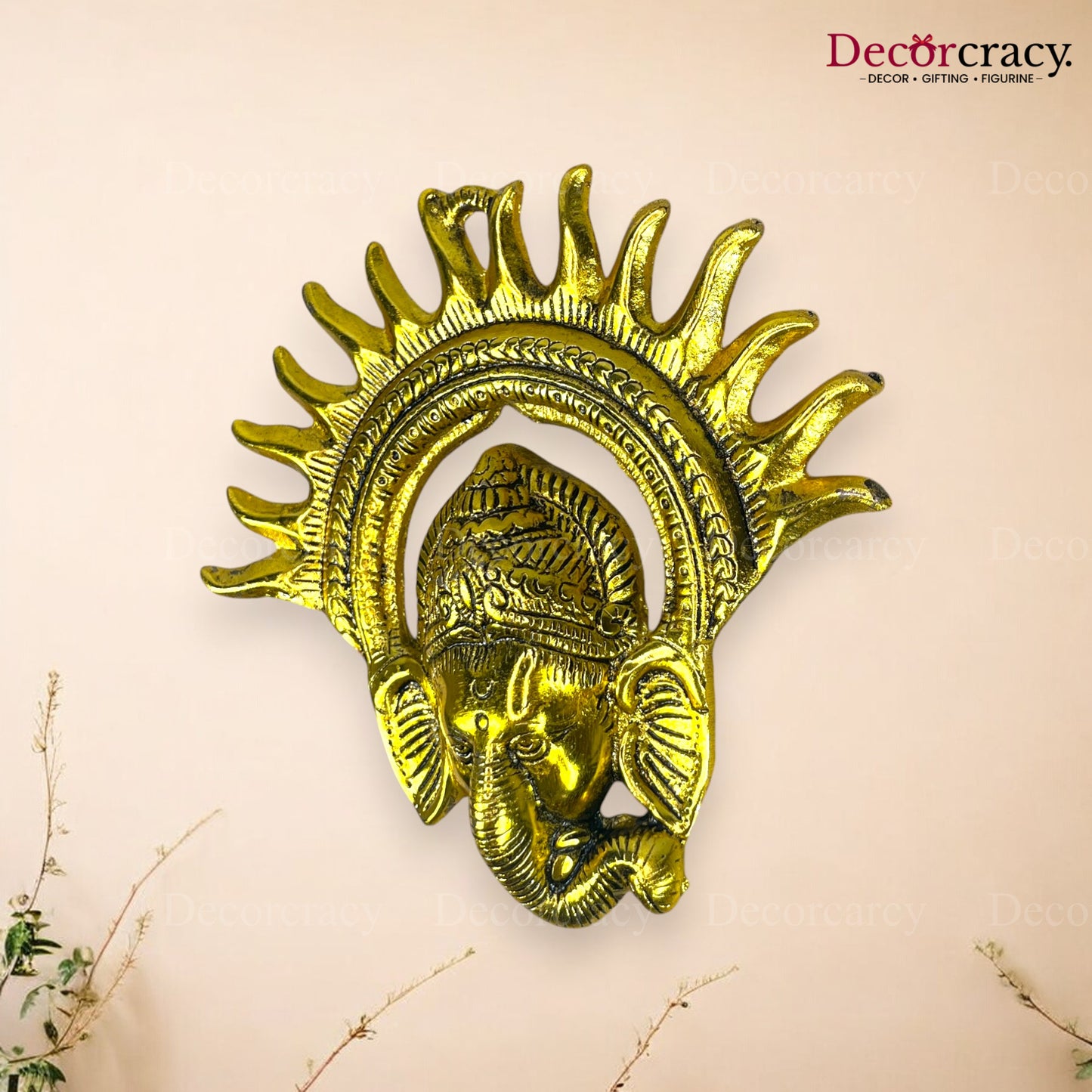 Shree Ganesh Face Metal golden