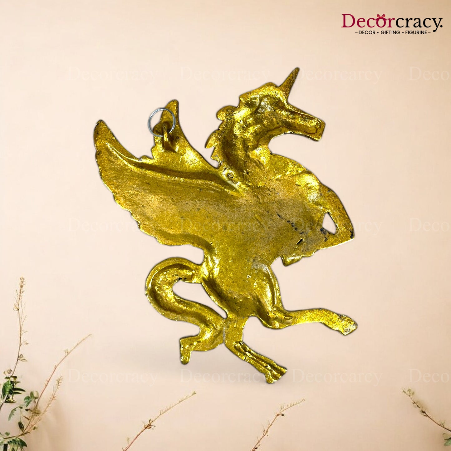 Unicorn with Wings Horse Metal golden
