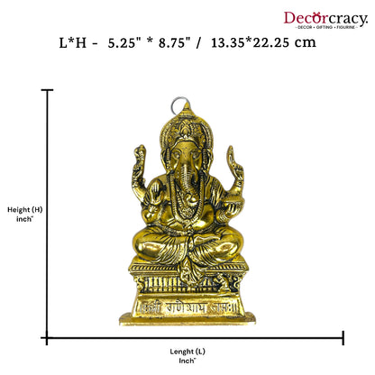 Shree Ganesh Wall Hanging Metal golden