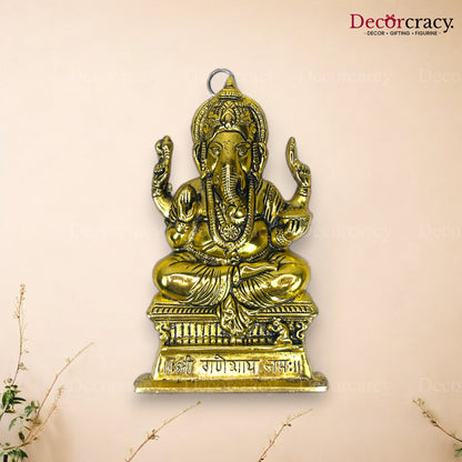 Shree Ganesh Wall Hanging Metal golden