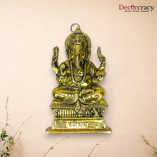 Shree Ganesh Wall Hanging Metal golden