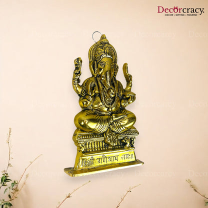 Shree Ganesh Wall Hanging Metal golden