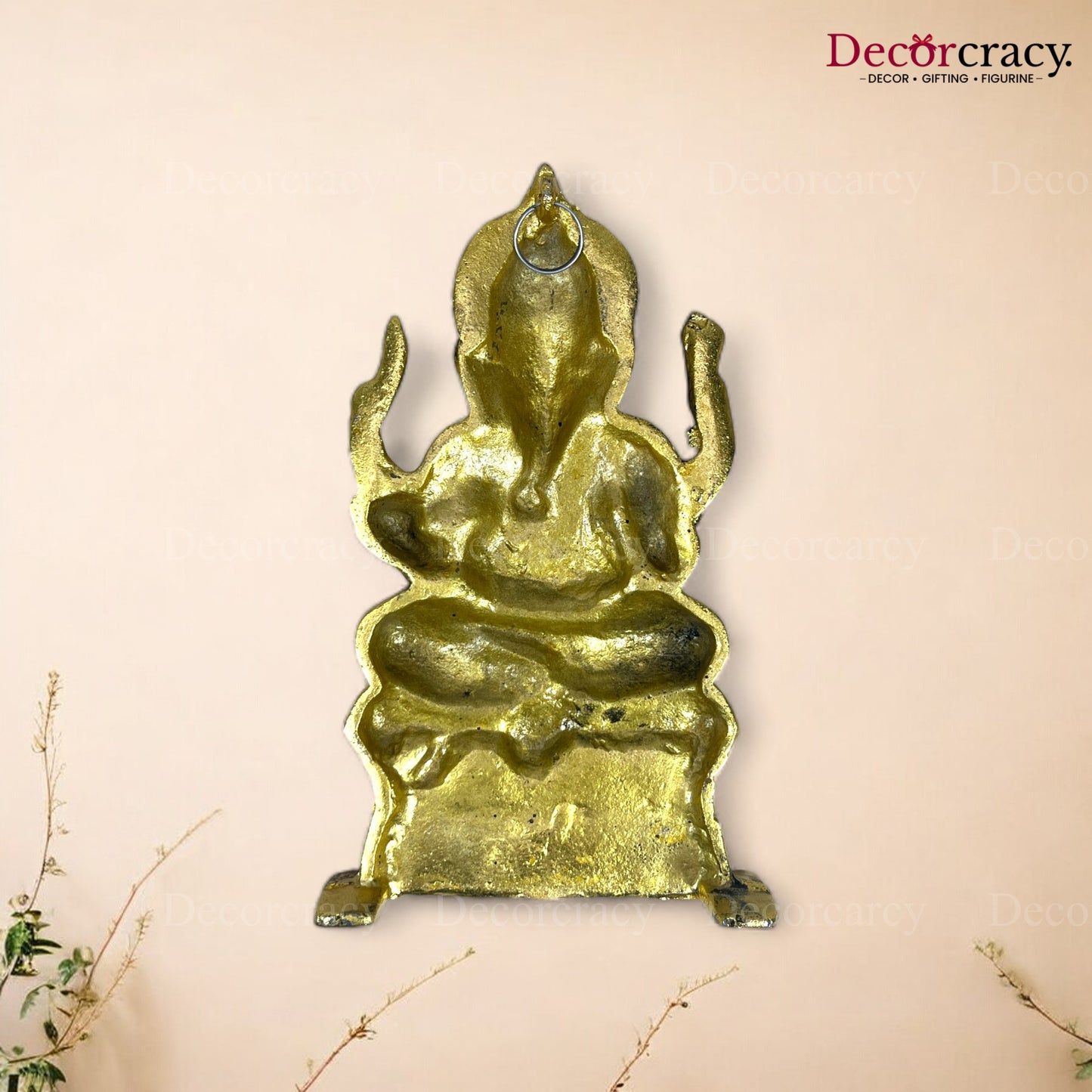 Shree Ganesh Wall Hanging Metal golden