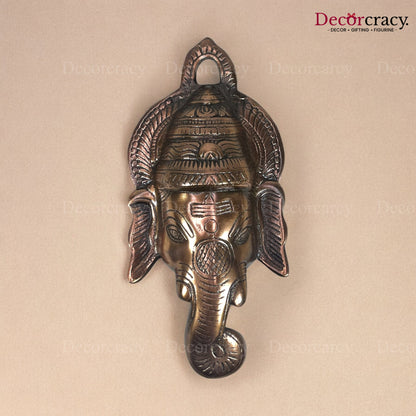 Shree Ganesh Face Wall Hanging Metal copper