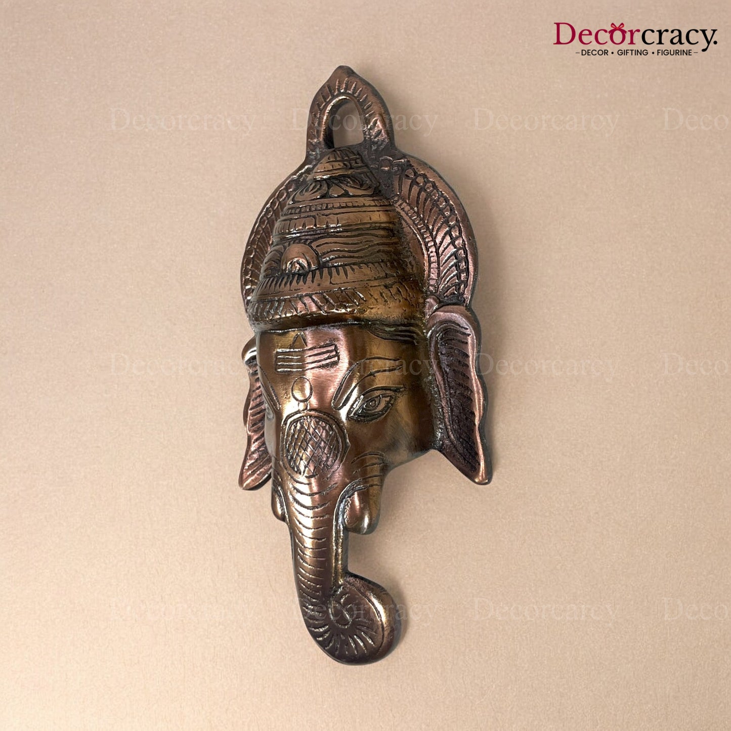 Shree Ganesh Face Wall Hanging Metal copper