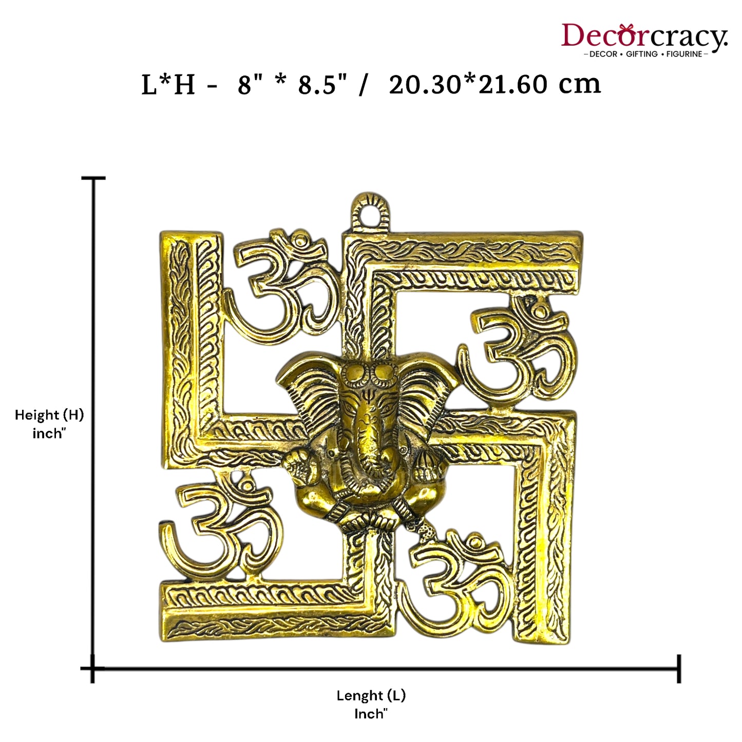 Swastik Om Ganesh Wall Hanging Metal golden
