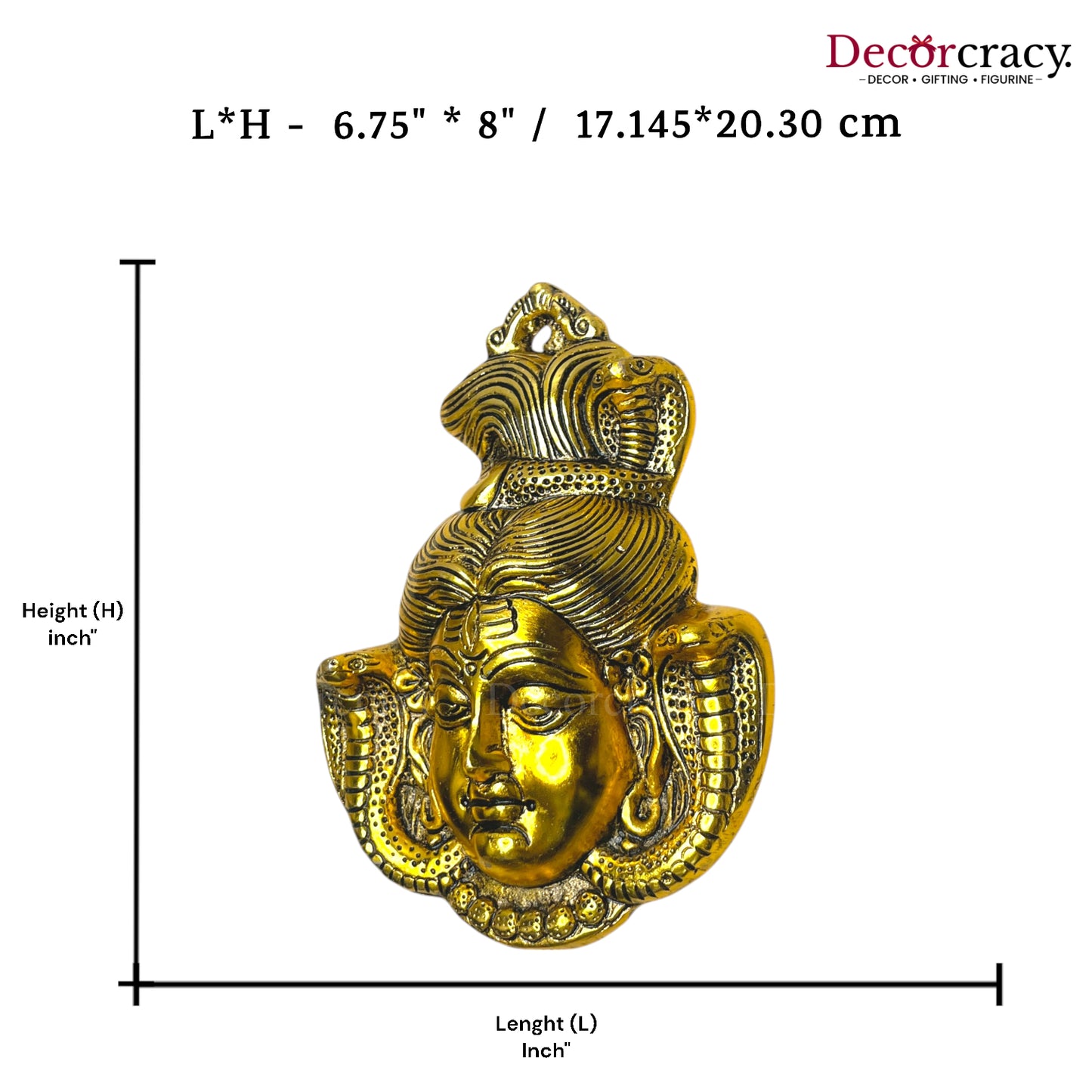 Lord Shiva Face Wall Hanging Metal golden