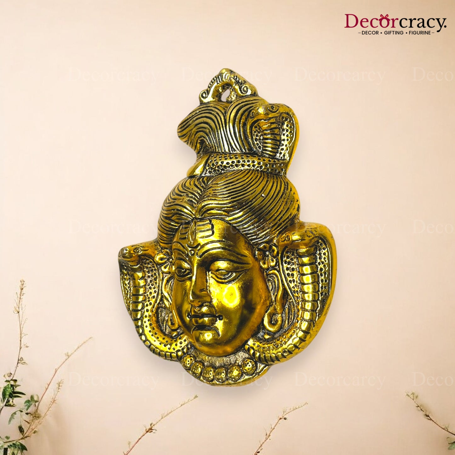 Lord Shiva Face Wall Hanging Metal golden