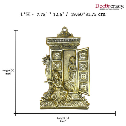 Radha Krishna Wall Hanging Metal golden