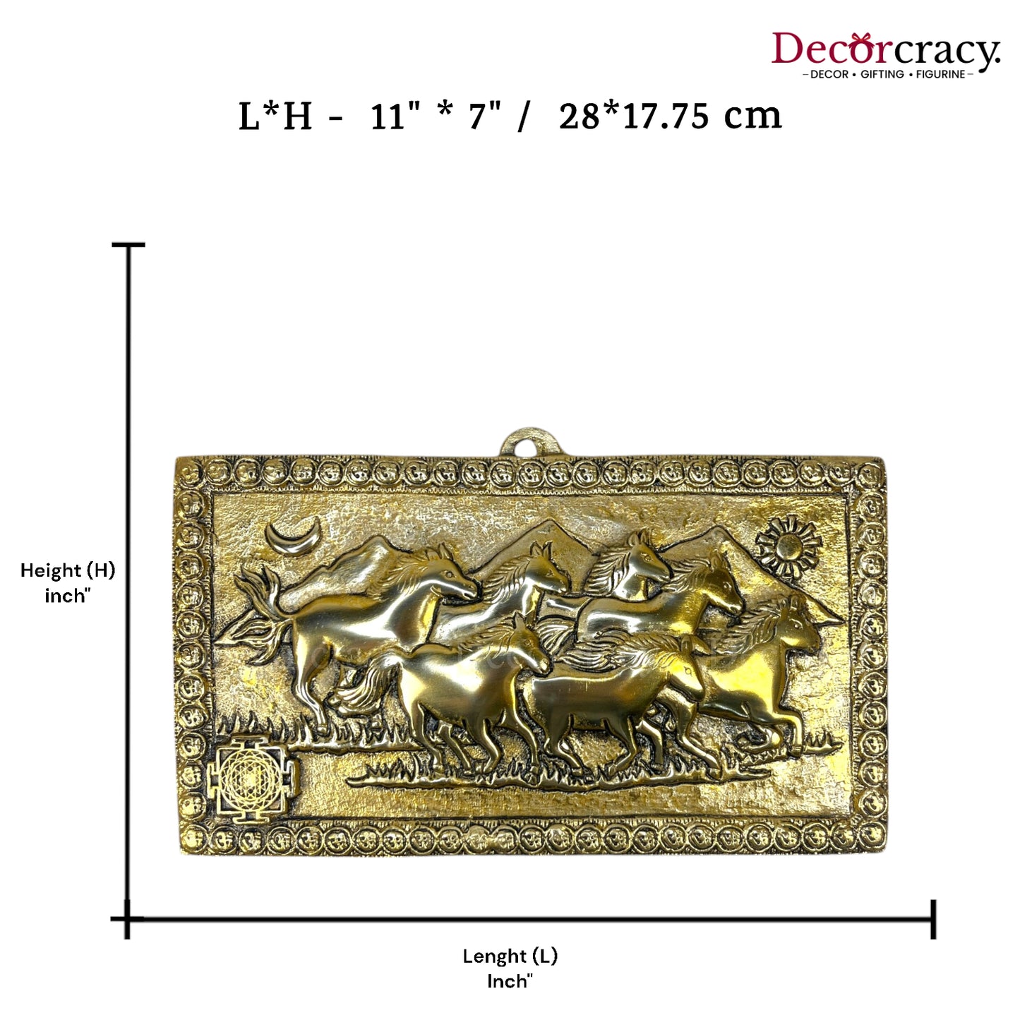 7 Running Horse wall Hanging Metal golden