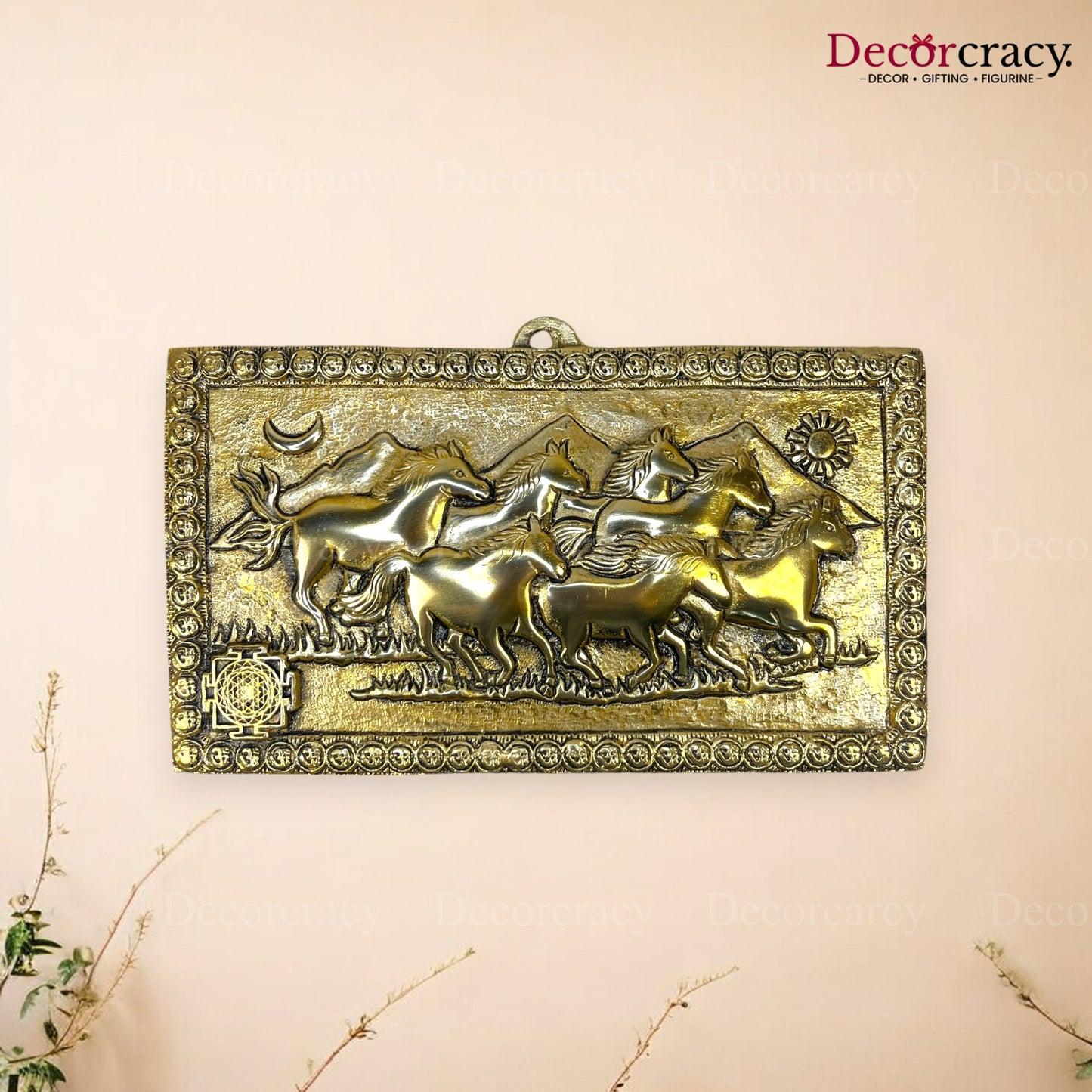7 Running Horse wall Hanging Metal golden