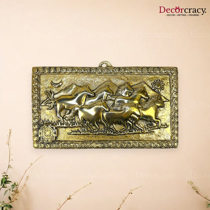 7 Running Horse wall Hanging Metal golden