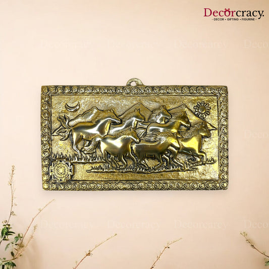 7 Running Horse wall Hanging Metal golden