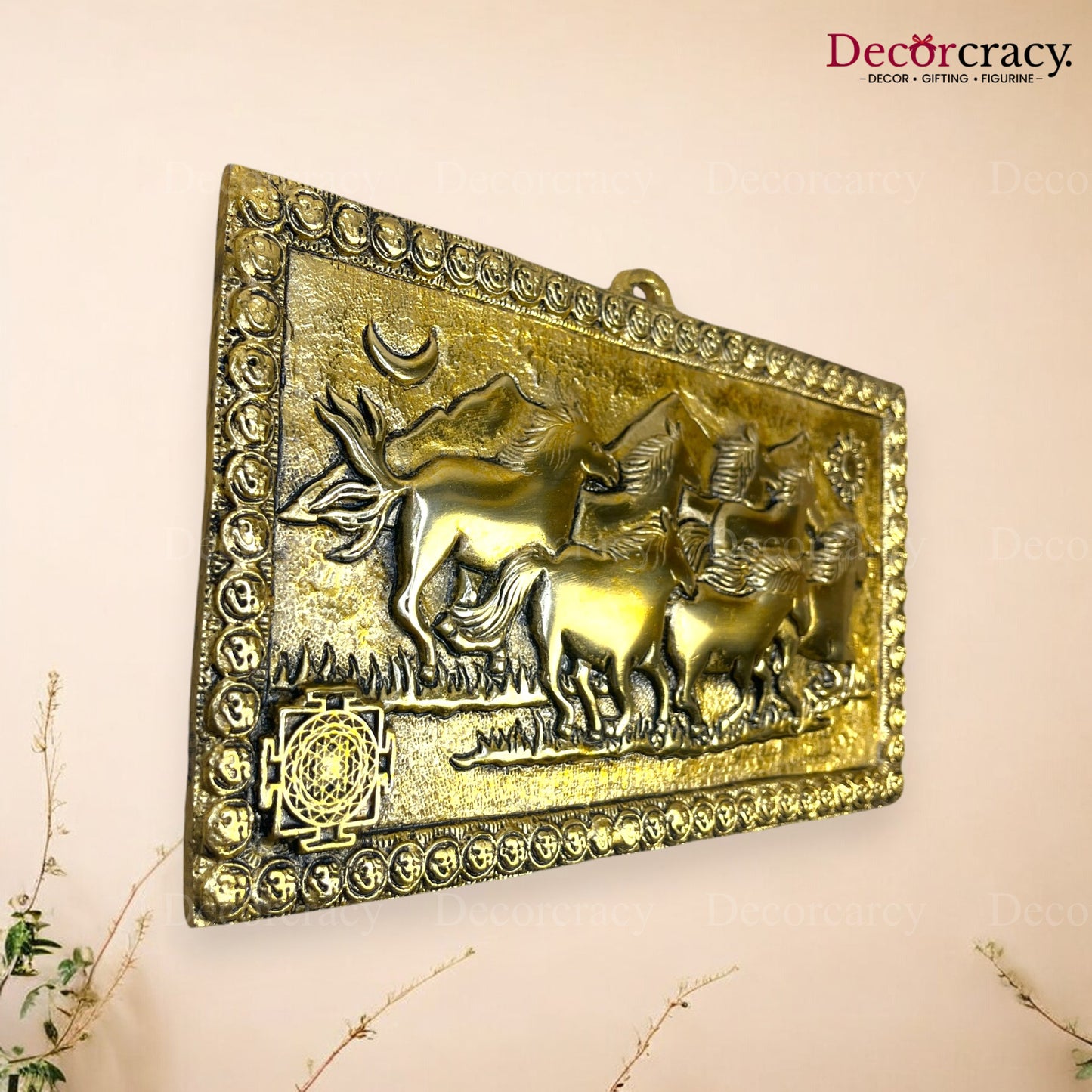 7 Running Horse wall Hanging Metal golden