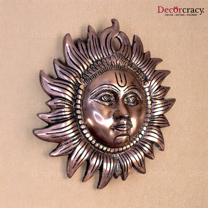 Sooraj Face Wall Hanging 8" Metal copper