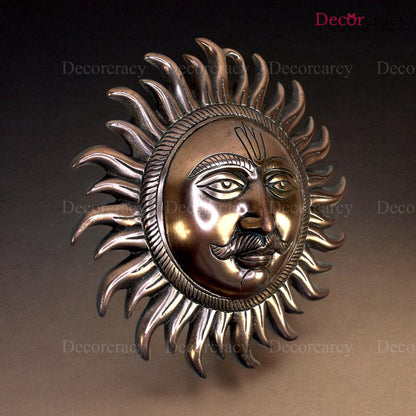 Sooraj Face Wall Hanging 10" Metal copper