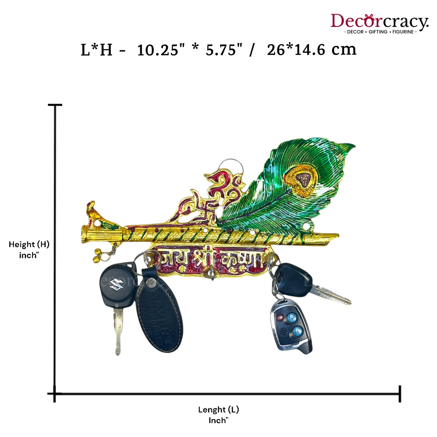 Shree Shyam 3 Key Holder Morpankh Metal Multicolor