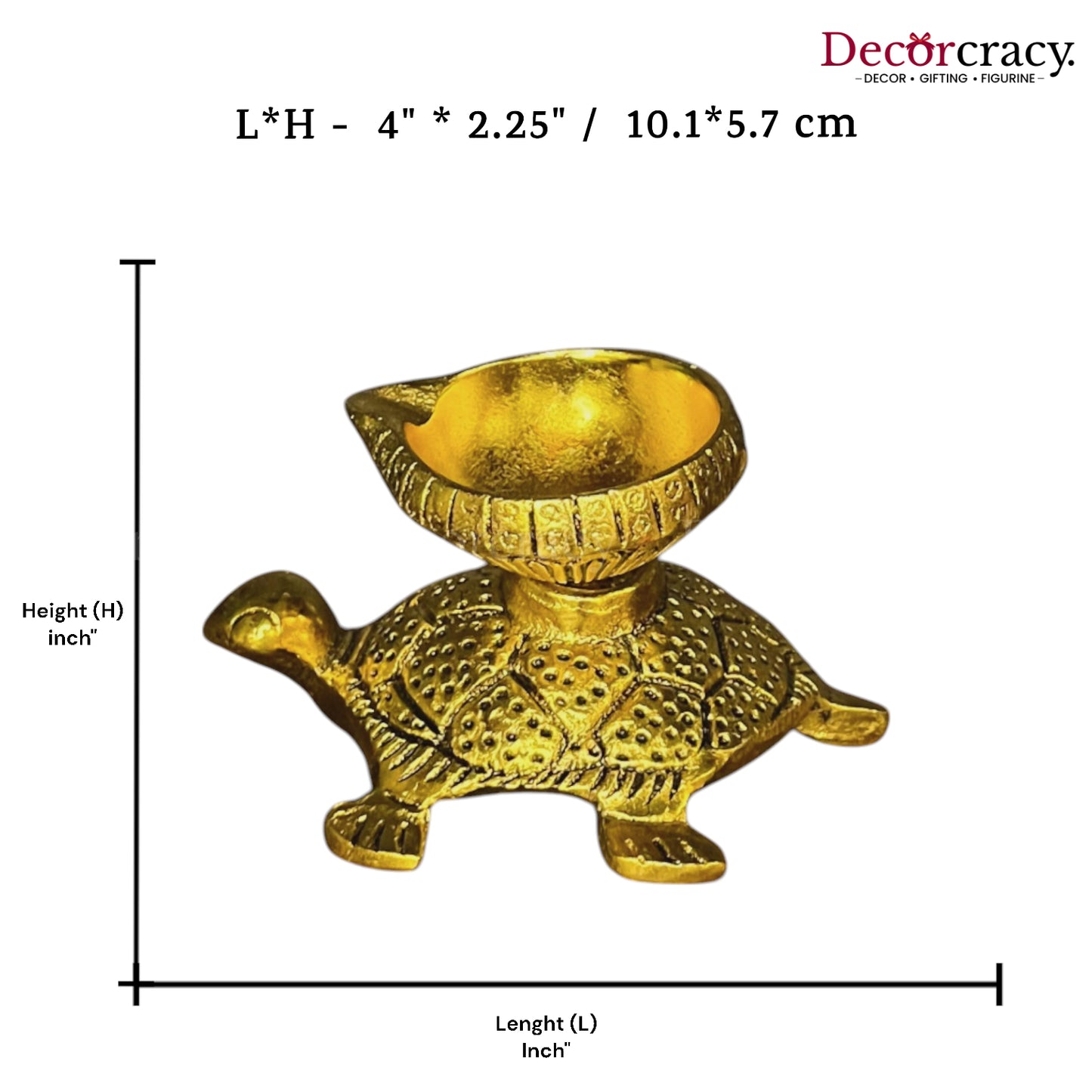 Turtle Aarti Diya for Mandir Kachua Deepak Metal golden