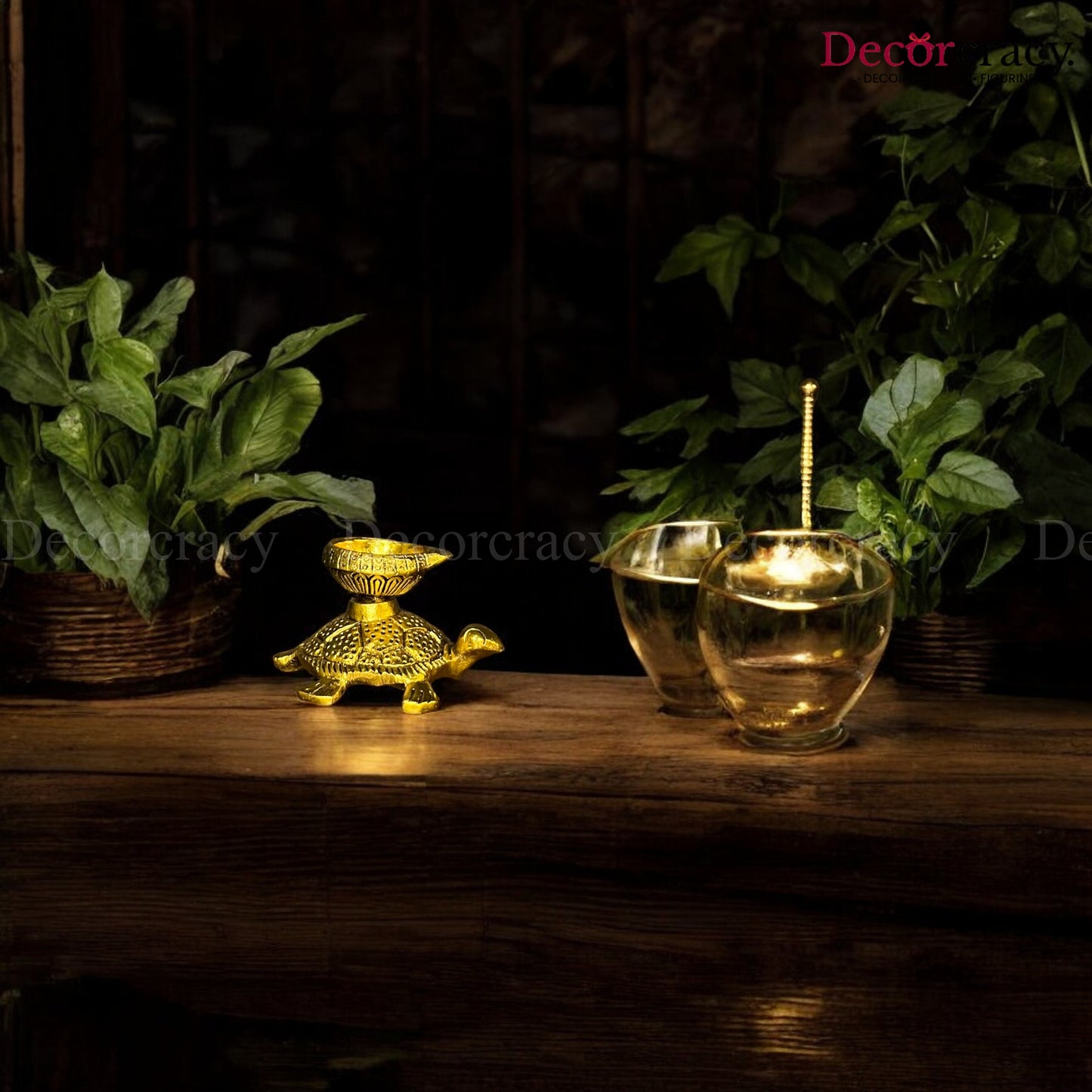 Turtle Aarti Diya for Mandir Kachua Deepak Metal golden