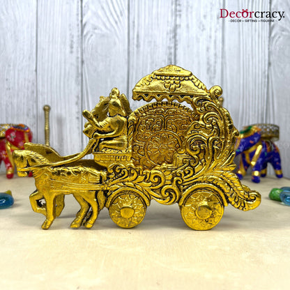 Mahabharat Rath Coster Krishna Arjun Metal golden