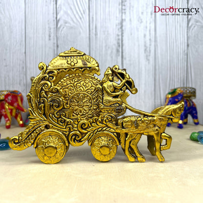 Mahabharat Rath Coster Krishna Arjun Metal golden