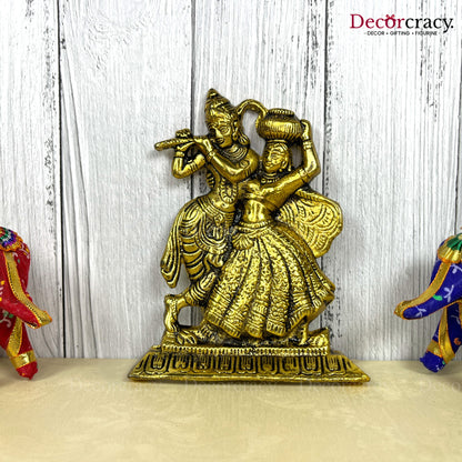 Radha Krishna Wall Hanging Metal golden