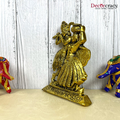 Radha Krishna Wall Hanging Metal golden