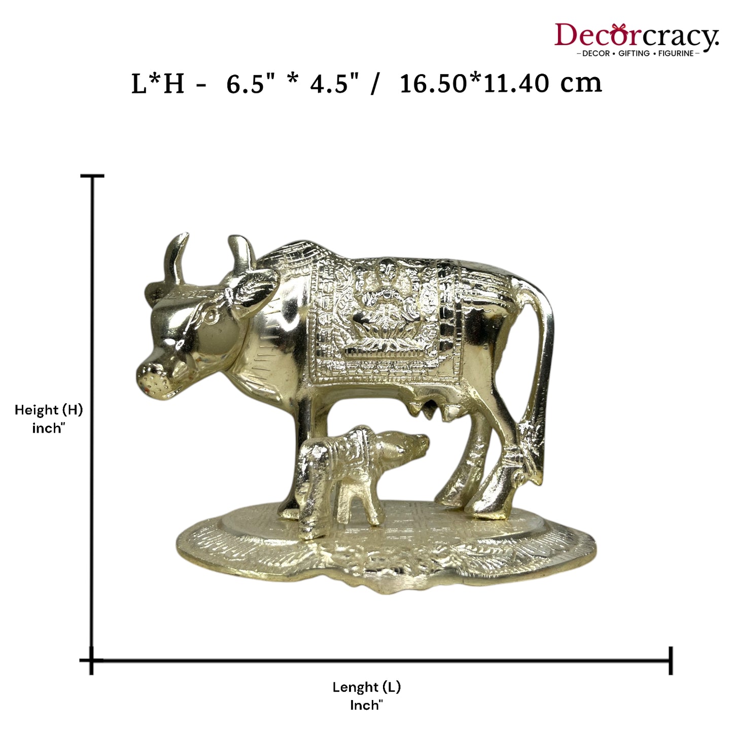 Kaamdhenu Guy Laxmi Ganesh incarved Metal silver Medium
