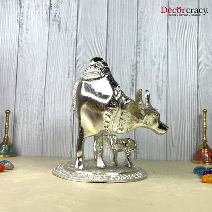 Kaamdhenu Guy Laxmi Ganesh incarved Metal silver Big