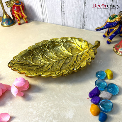 Leaf Serving Decorative Tray Metal golden