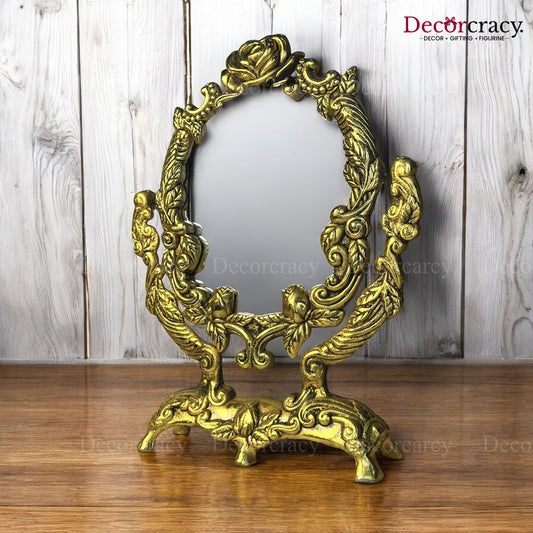 Flower One Sided Mirror Metal golden