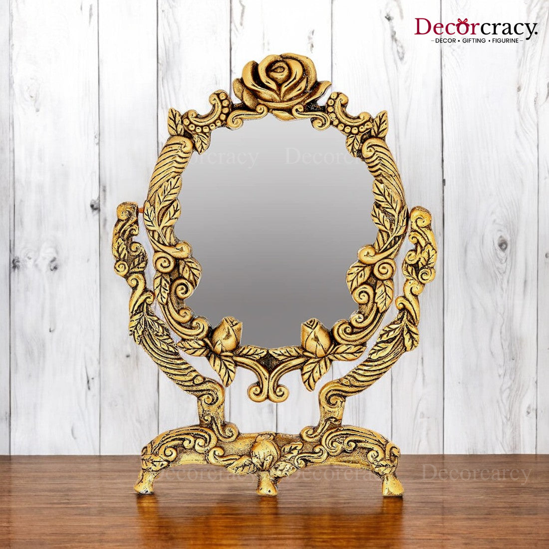 Flower One Sided Mirror Metal golden