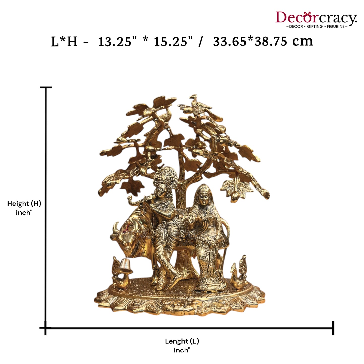Radha Krishna guy Tree Metal golden