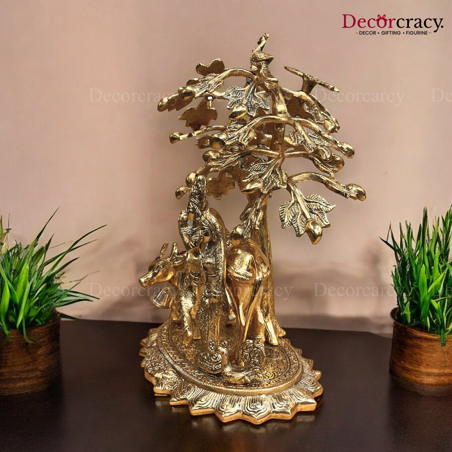 Radha Krishna guy Tree Metal golden