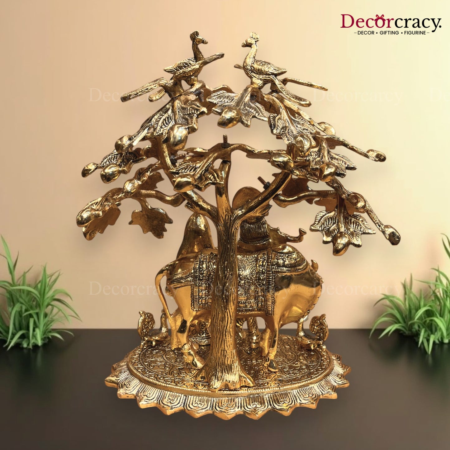 Radha Krishna guy Tree Metal golden