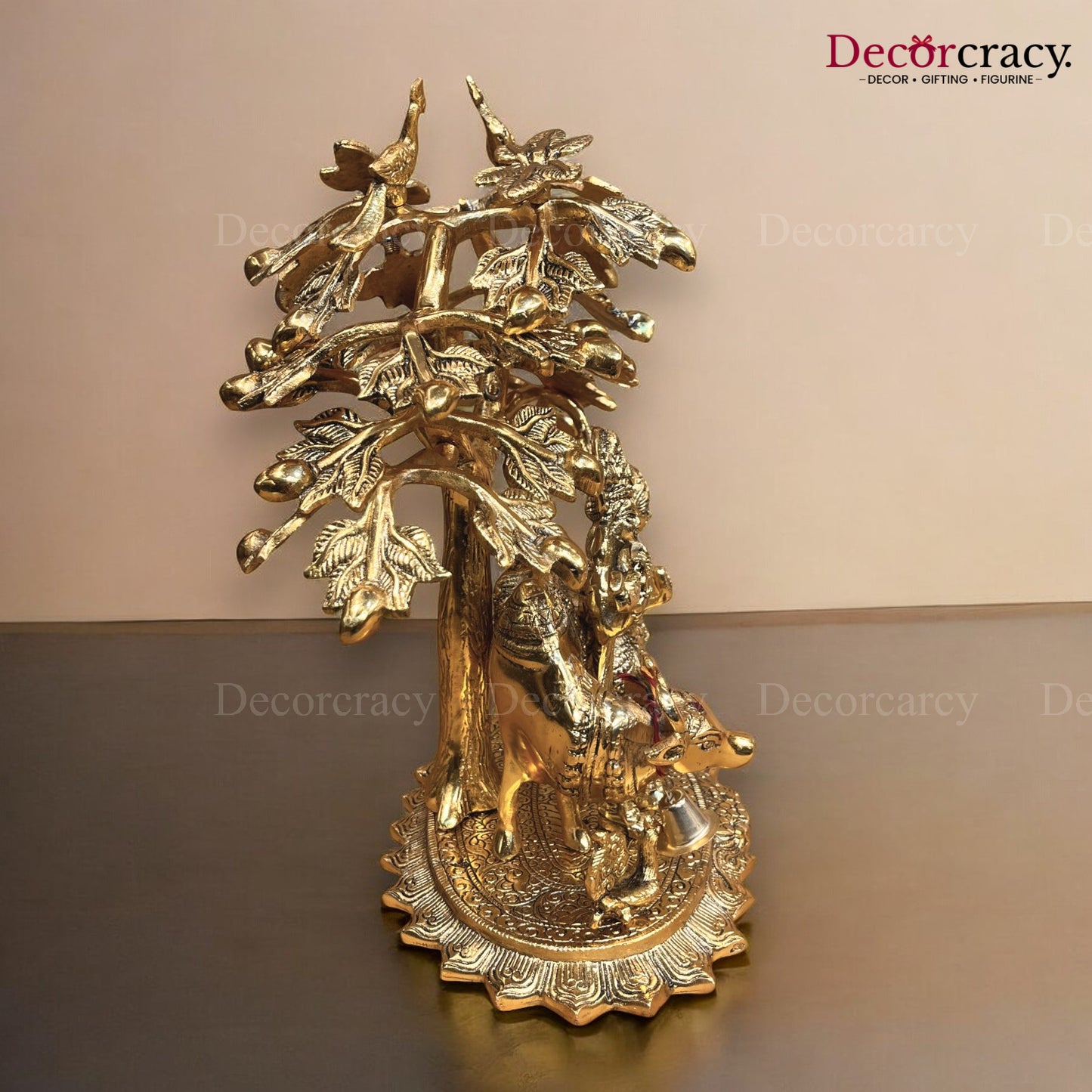 Radha Krishna guy Tree Metal golden