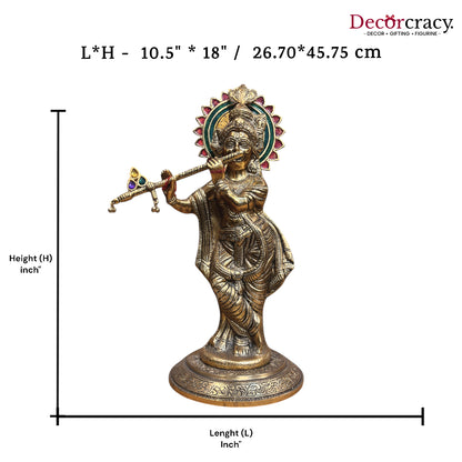 Shree Krishna with Bansuri Metal golden